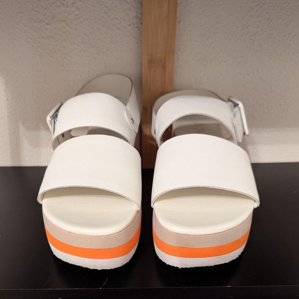 Matisse Jams White Orange Platform Sandals 8 - Picture 2 of 8